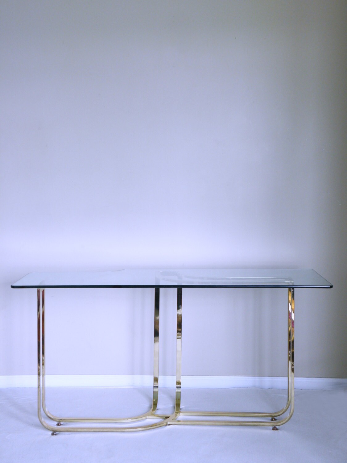 Art Deco ASYMMETRICAL Sculptural Brass Console Table HOLLYWOOD REGENCY ...