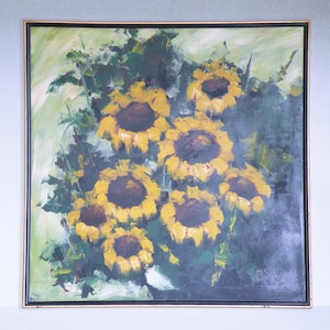 Mid-Century Modern Sunflowers Painting by  R. Styles