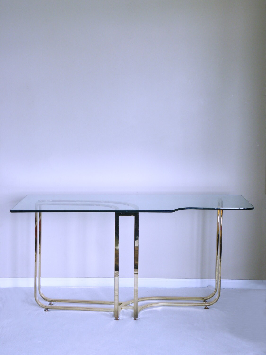 Art Deco ASYMMETRICAL Sculptural Brass Console Table HOLLYWOOD REGENCY ...