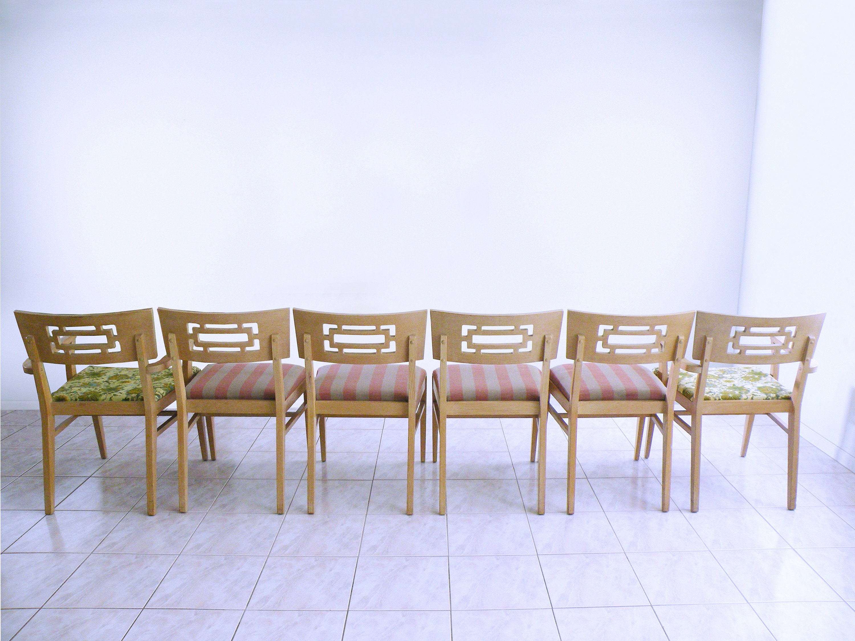 Set of 6 Mid Century Modern CHINOISERIE Dining Chairs After