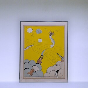 vintage early 70s pop art print - RED IN BLOOM