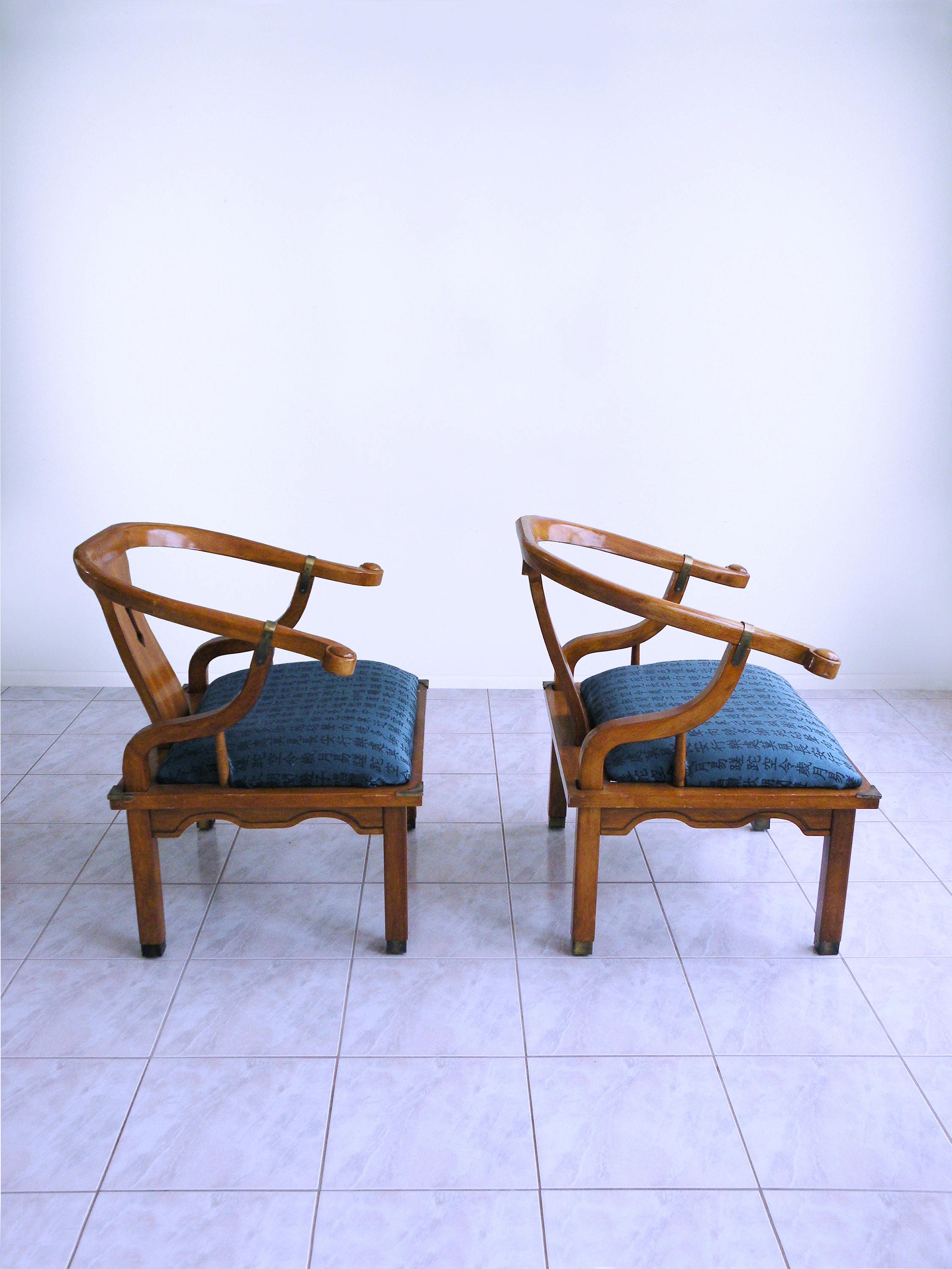 Mid Century James Mont Style MING CHAIRS Boho Solid Wood