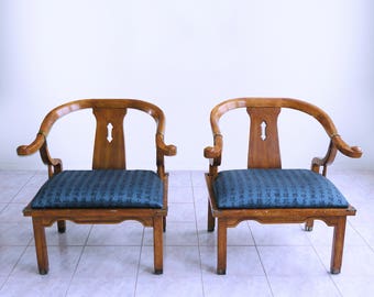 Mid Century James Mont Style MING CHAIRS Boho Solid Wood