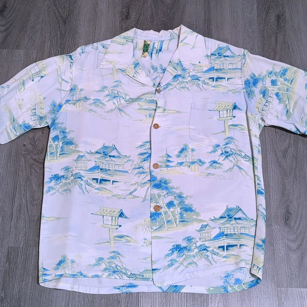 vintage 1950s Scott of Hawaii RAYON CREPE Hawaiian shirt