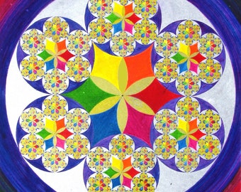 Gelamineerde print van "Fractal" Mandala