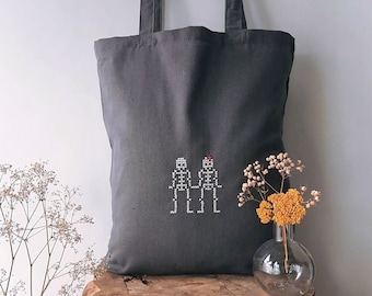 Cross stitch embroidery, shopping bag • the Lovers •