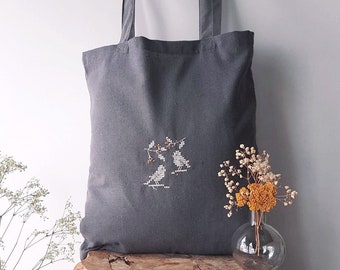birds cross stitch shopping bag • little birds •