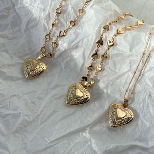 Locket heart shape pendant necklace , 18 K gold plated over brass, necklace 14 K gold plated , Locket pendant , Unique gift , Gift for her