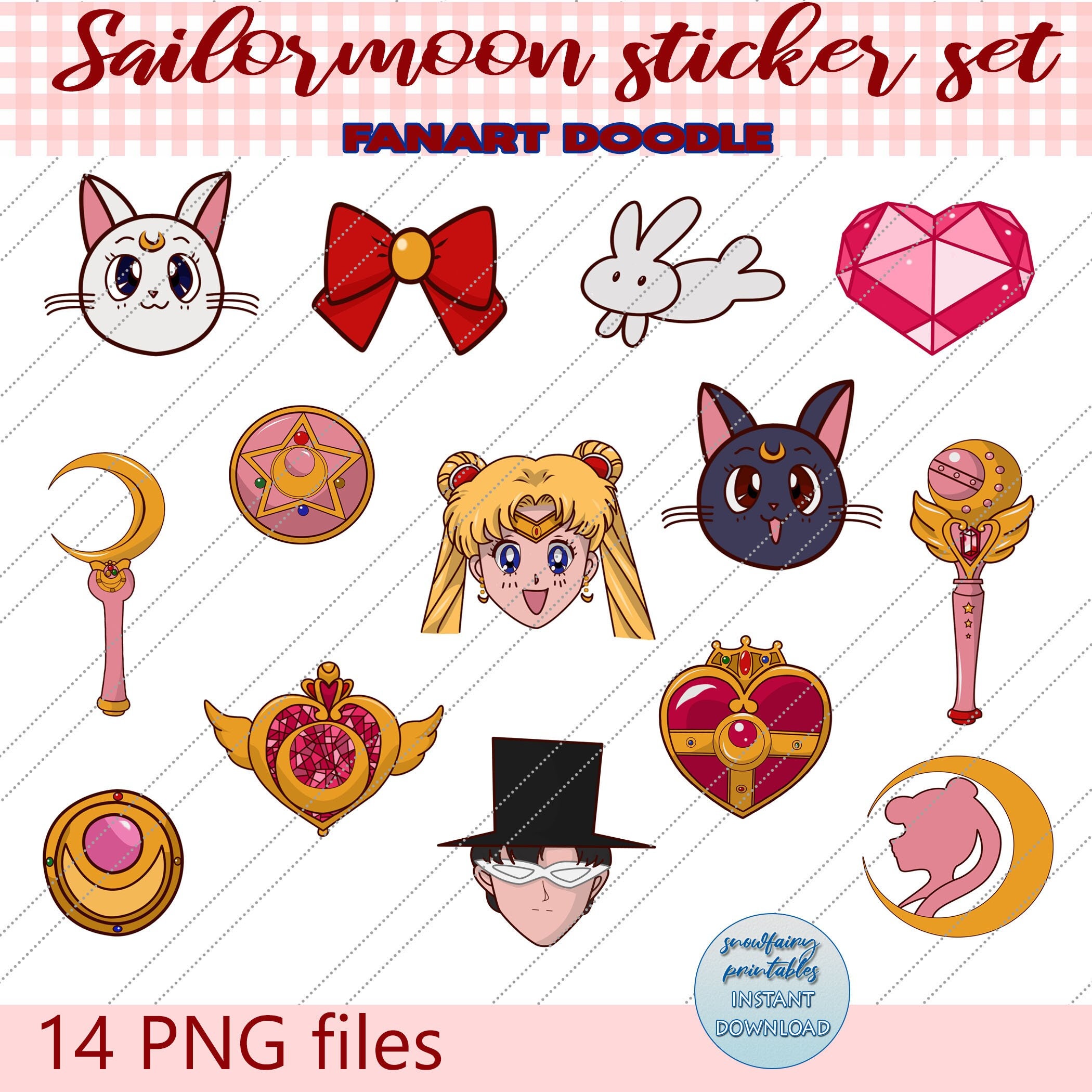 Sailormoon Set Png File 300 Dpi Anime Clipart Fanart Doodle - Etsy