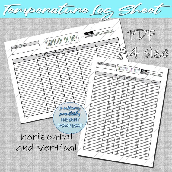 Temperature Log Sheet Sign In/out Health Recording Screening Etsy