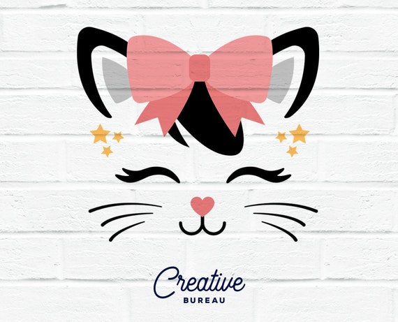 Download Cute Cat Face SVG DXF Cut File Cat Face Svg Dxf Cut File Can | Etsy