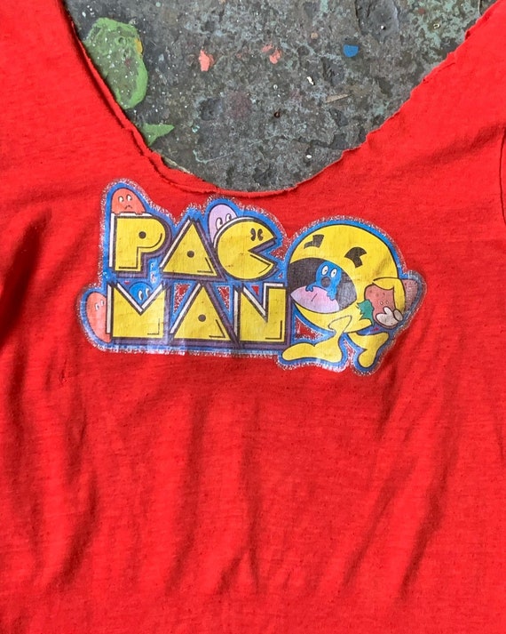 80s Pac-Man Glitter Iron On Single Stitch Tee, Pa… - image 3