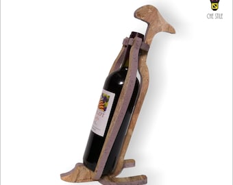 Portabottiglie PINGUINO VIOLA, legno, idee regalo, arredamento, home decore, home decorating ideas, home, amicizia, famiglia, sommelier