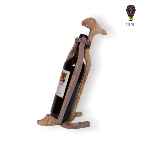 Bottle Holder Purple Penguin Wood Gift Ideas Furnishing Etsy