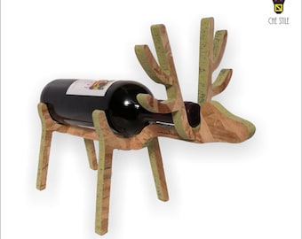 Portabottiglie RENNA VERDE, legno, idee regalo, food & wine, rosso, bianco, wine bottle, bomboniere e regali, home design, home, vetro