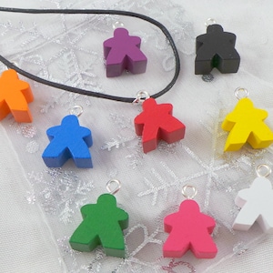 MEEPLE PENDANT NECKLACE// Board games, Gamer jewelry, Nerdy gift, Geek gift, Wooden playing piece, Mini meeple jewelry, Board game accessory
