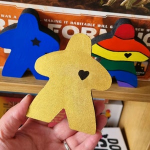 GIANT METALLIC MEEPLE// First player marker, 1st player token, Hand painted player color counter, geeky gamer gift, Table top boardgame gift