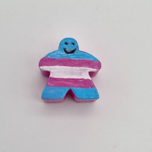 TRANS MEEPLE BADGE// Trans gender, Trans pride, lgbtqa+, Trans flag pin badge, Queer accessory, Queer pin badge, Queer rights, Queer geek