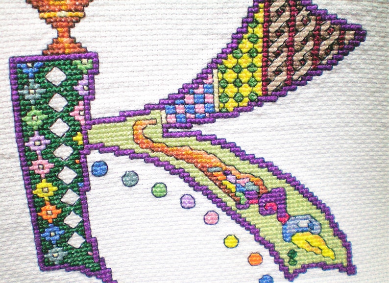 Celtic cross stitch letter K childrens GIFT completed cross Etsy