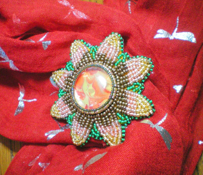 Bead embroidery embroidered brooch GIFT for her sunflower Etsy