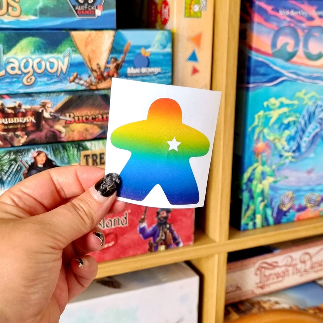 Vinyl RAINBOW MEEPLE STICKER// Board Game Sticker, Board Gamer Gift