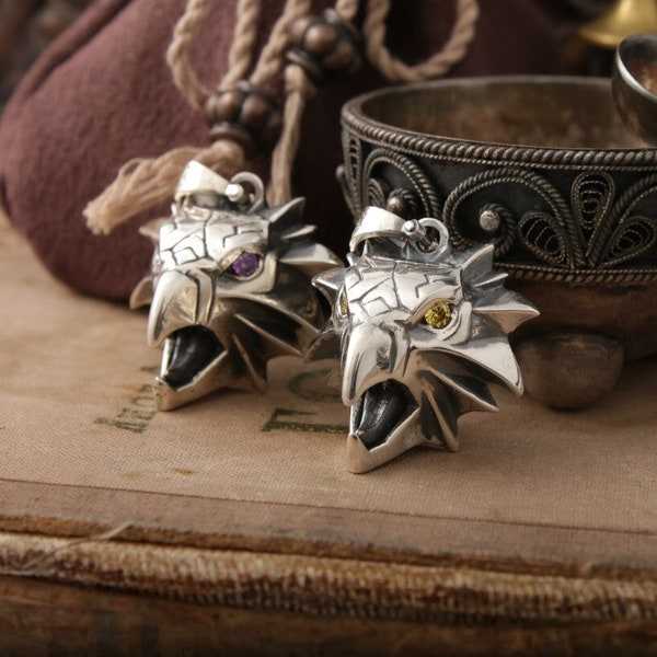 School of the gryphon Pendant, Griffon head necklace, Griffin pendant, bird pendant, mystic medallion