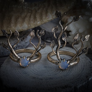 Bronze forest horns ring, deer ring, elvish ring, viking ring, leaves ring, tree ring, celtic ring, princess ring, nature ring, twig ring