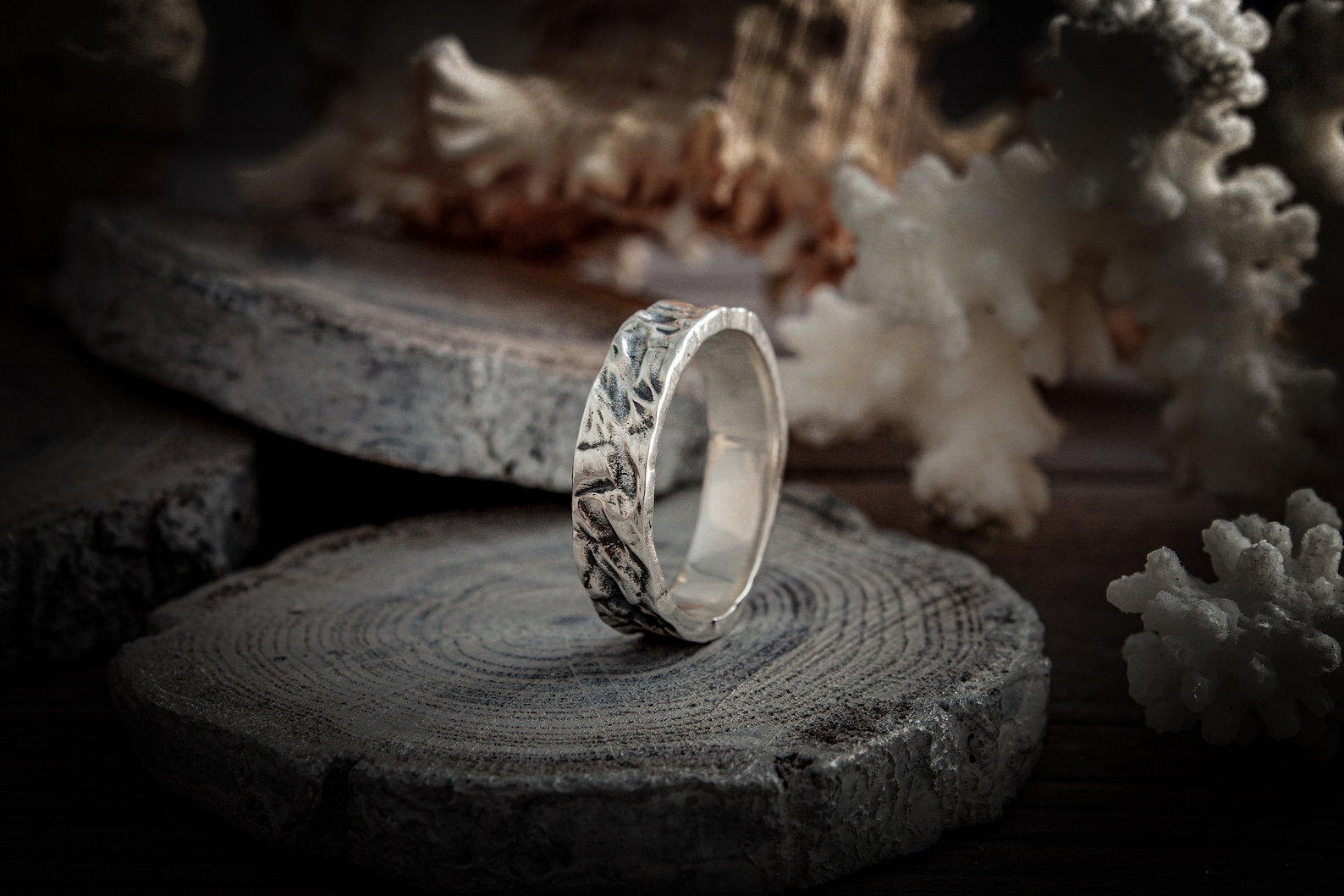 Tree Bark Sterling Silver Forest Branch Ring / Nature Silver Etsy