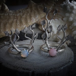 Silver forest horns ring, deer ring, elvish ring, viking ring, leaves ring, tree ring, celtic ring, princess ring, nature ring, twig ring