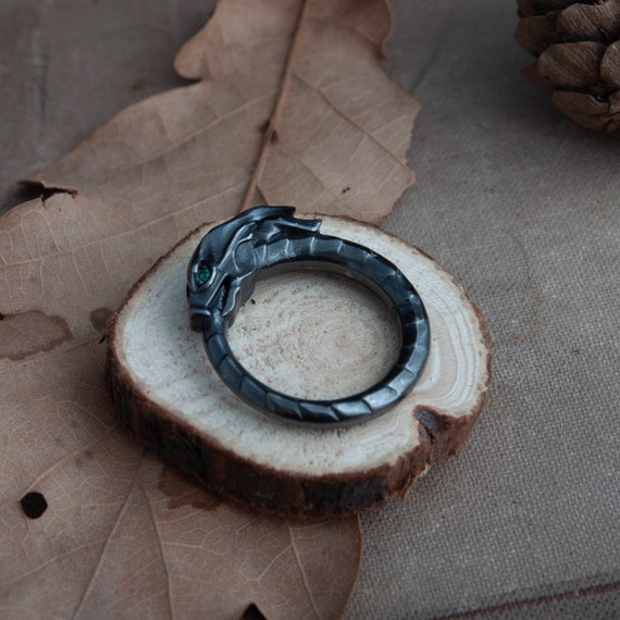 Ouroboros Serpent Ring: Sterling Silver, Bronze, or Black Rhodium