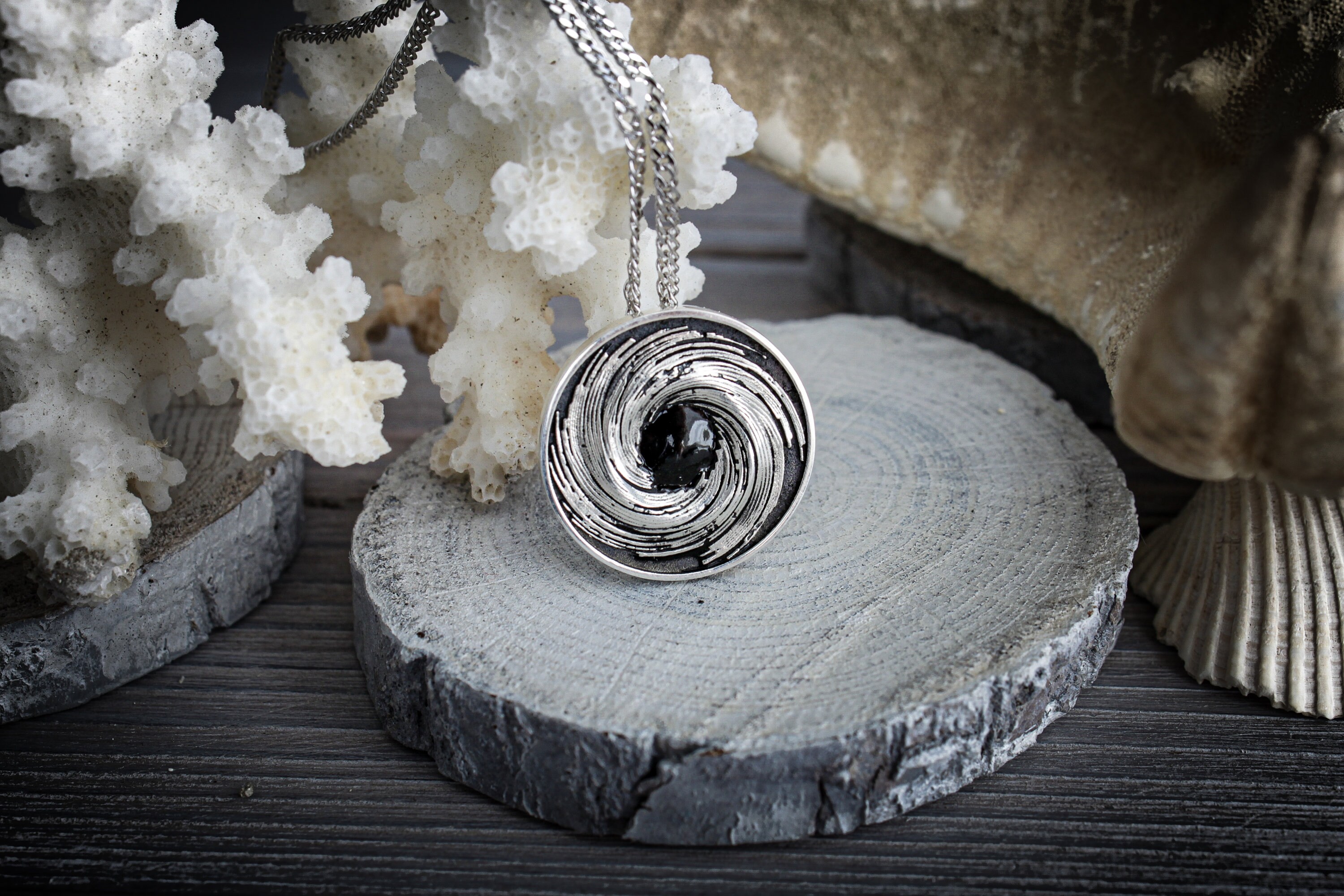 Scifi Black Hole Necklace Dark Matter Galaxy Pendant Etsy