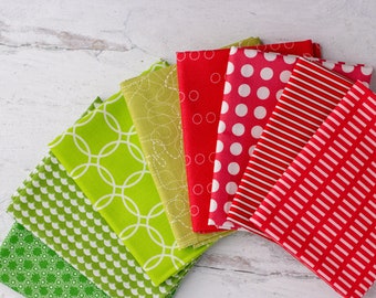 Paquete de cuartos de grasa de constructor de alijo rojo y verde - 8 cuartos de grasa - Algodón acolchado - Precortado