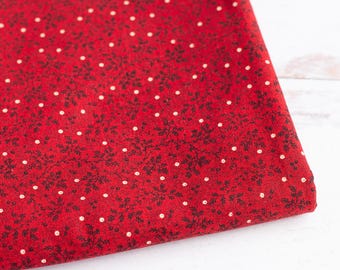 Tela de algodón acolchada botánica roja: Estampado Sophia de Whistler Studios, 40" WOF