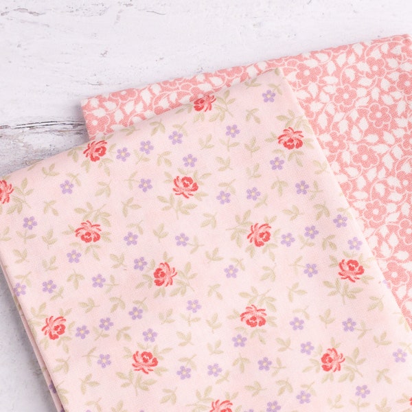 Tiny Floral Stash Builder Fat Quarter Bundle - 2 Piece Precut - Romantic - Shabby Chic Fabric