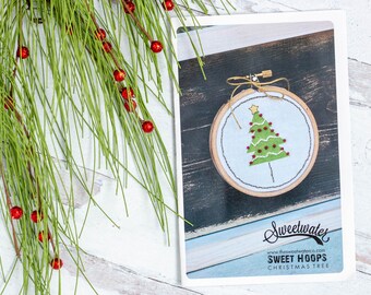 Kit de adorno de bordado de árbol de Navidad - Granja - Sweetwater Sweet Hoops - Bordado a mano