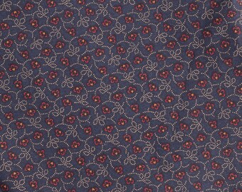 Tela de algodón con estampado floral para acolchado - Estampado botánico azul de Moda (media yarda)