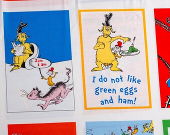 Panel de tela de Huevos Verdes con Jamón del Dr. Seuss: Robert Kaufman Cotton