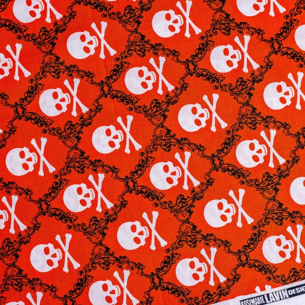 Raven by Rosemarie Lavin Design Windham Fabrics - Skull and Cross Bone Allover - Halloween - Fabric by Half Yard - 100% Quilt Cotton