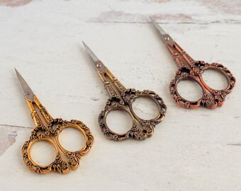 Tijeras de acero inoxidable para manualidades florales: tijeras de hilo de inspiración vintage