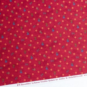 KT Favorites by Kansas Troubles - 1 Yard Cut - Moda Fabrics - 9184 12 Red - Quilting Cotton Fabric - Floral - Out of Print