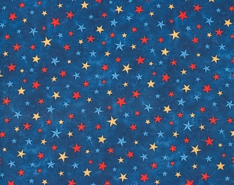 Tela de estrella patriótica: algodón acolchado de 1 yarda, temática náutica