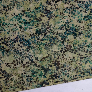 Green Leaf Batik - 100% Batik Cotton - Botanical Batik - Batik Fabric by the Half Yard