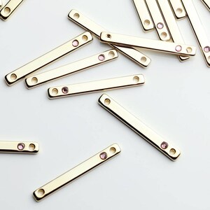 4Pcs Personalized GOLD Birthstone Charm Stamping Blank Bar With Gemstone For Mom 4P2BS-G