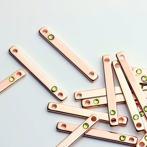 4Pcs Personalized ROSE GOLD Birthstone Charm Stamping Blank Bar With Gemstone For Mom 4P1BSP-R