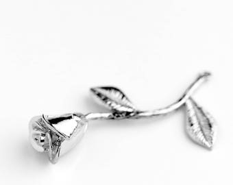 3D SILVER Rose Pendant Silver Rose Charm MigonandMignon Rose Necklace Jewelry Making Supply Best Selling Item - 3MR-S