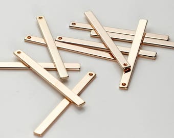 4pcs ROSEGOLD #13 Personalized Gold Long Vertical Pendant, Stamping Blank Bar, Ready to Stamp, Jewelry Supply, Necklace Supplies 4P13-R