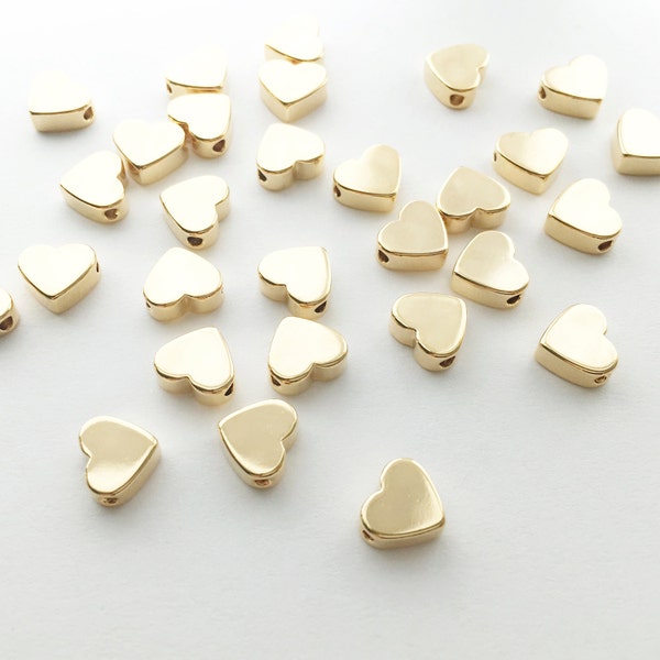 10pcs GOLD Heart Charms Polished Gold Plated over Brass Jewelry Findings Stamping blank brass blanks 10PFH-G