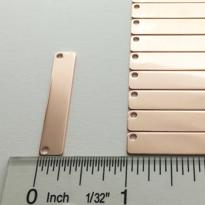 10pcs ROSEGOLD #4 Bar Pendant Personalized Stamping Blank Bar, 16K Rose gold plated brass, Jewelry Supply, Craft Supplies, Name plate 10P4-R Bild 4