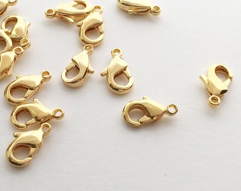 10 pcs GOLD Lobster Claw Clasp, Gold Clasps Craft supplies Tools Findings Hardware Jewelry Beading Supplies Best selling item 10PLC-G