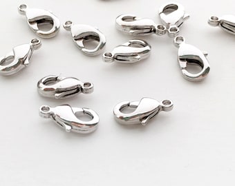 10 pcs SILVER Lobster Claw Clasp, Gold Clasps Craft supplies Tools Findings Hardware Jewelry Beading Supplies Best selling item 10PLC-S